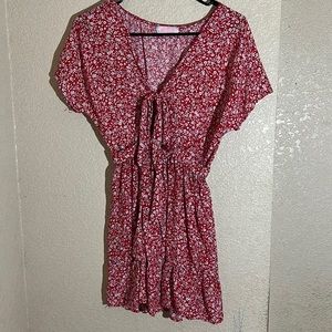 Red floral dress